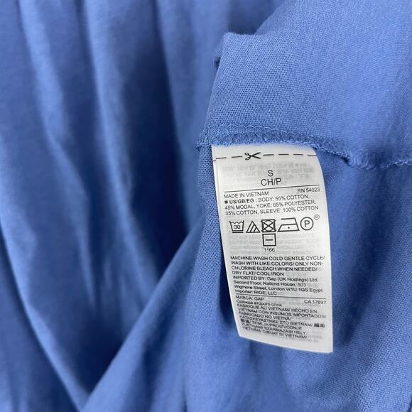 Gap Navy Blue Short Sleeve‎ Crochet Detail Blouse Top Women's Size S - Picture 4 of 6